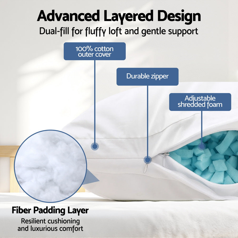 Giselle Bedding Shredded Memory Foam Pillow Adjustable Loft-3