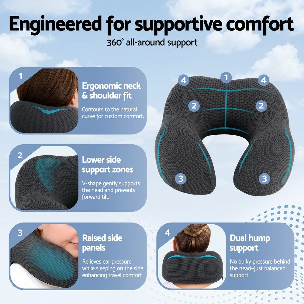 Giselle Bedding Travel Neck Pillow U-Shape Support Memory Foam Plane Car Cushion-4