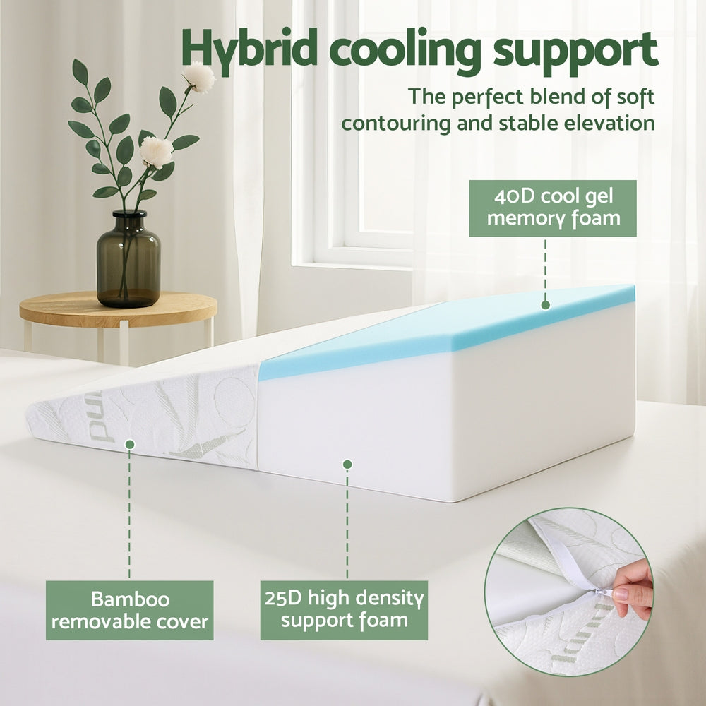 Giselle Bedding Wedge Pillow Gel Memory Foam Ergonomic Support Bamboo Cover-4