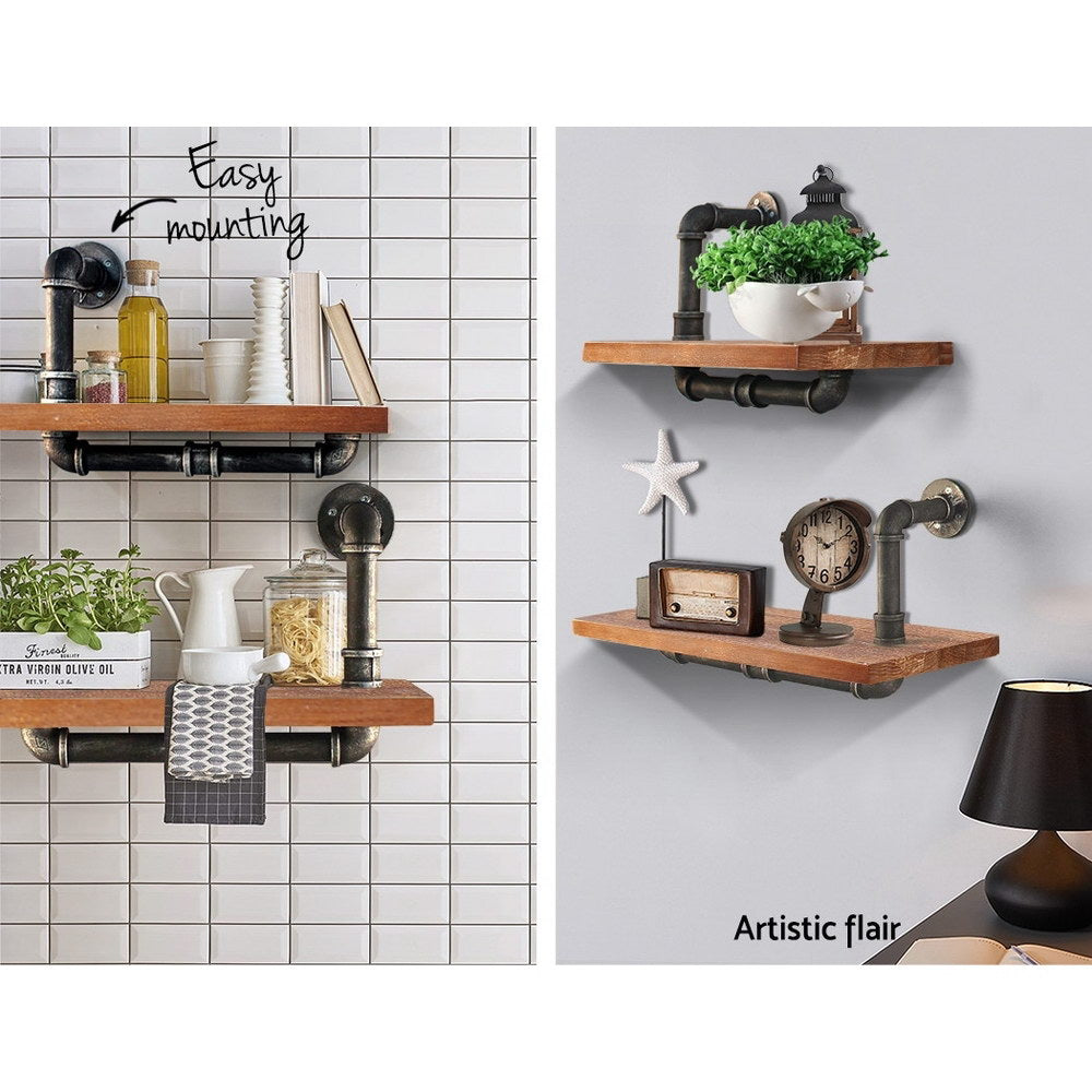 Artiss Floating DIY Pipe Shelf Set of 2 - IVOR-4