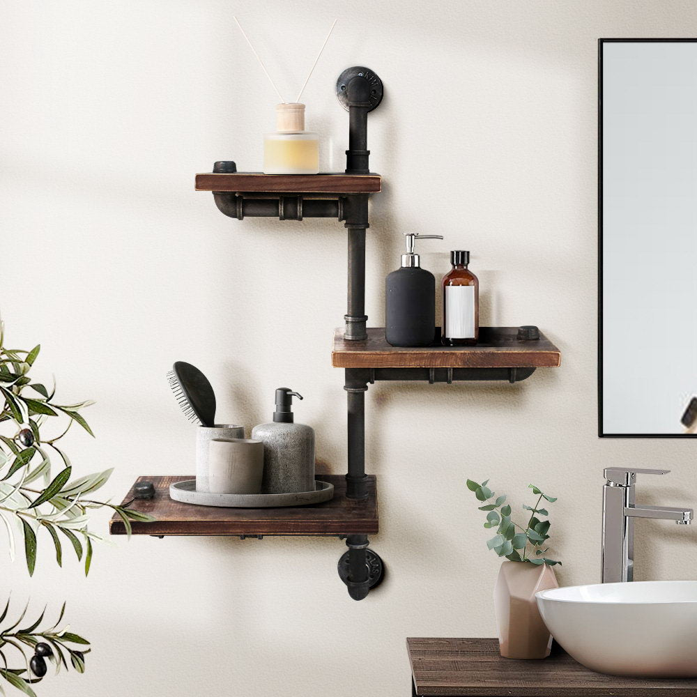 Artiss Floating DIY Pipe Shelf 3 Tiers - IVAN-7