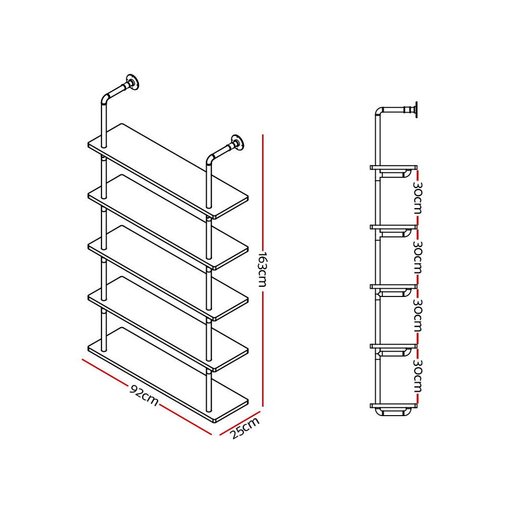 Artiss Floating DIY Pipe Shelf 5 Tiers - ISSA-1