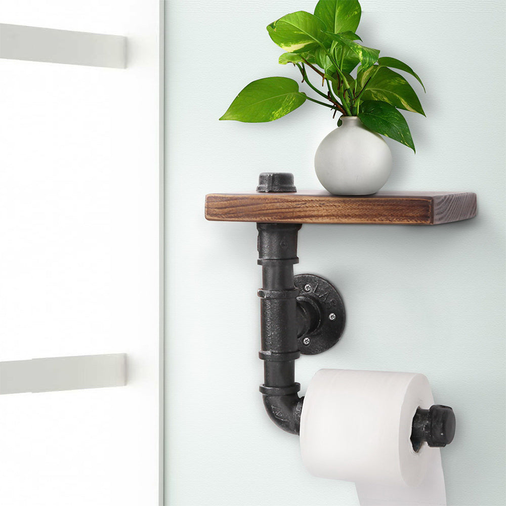 Artiss Floating DIY Pipe Shelf Toilet Paper Holder-4