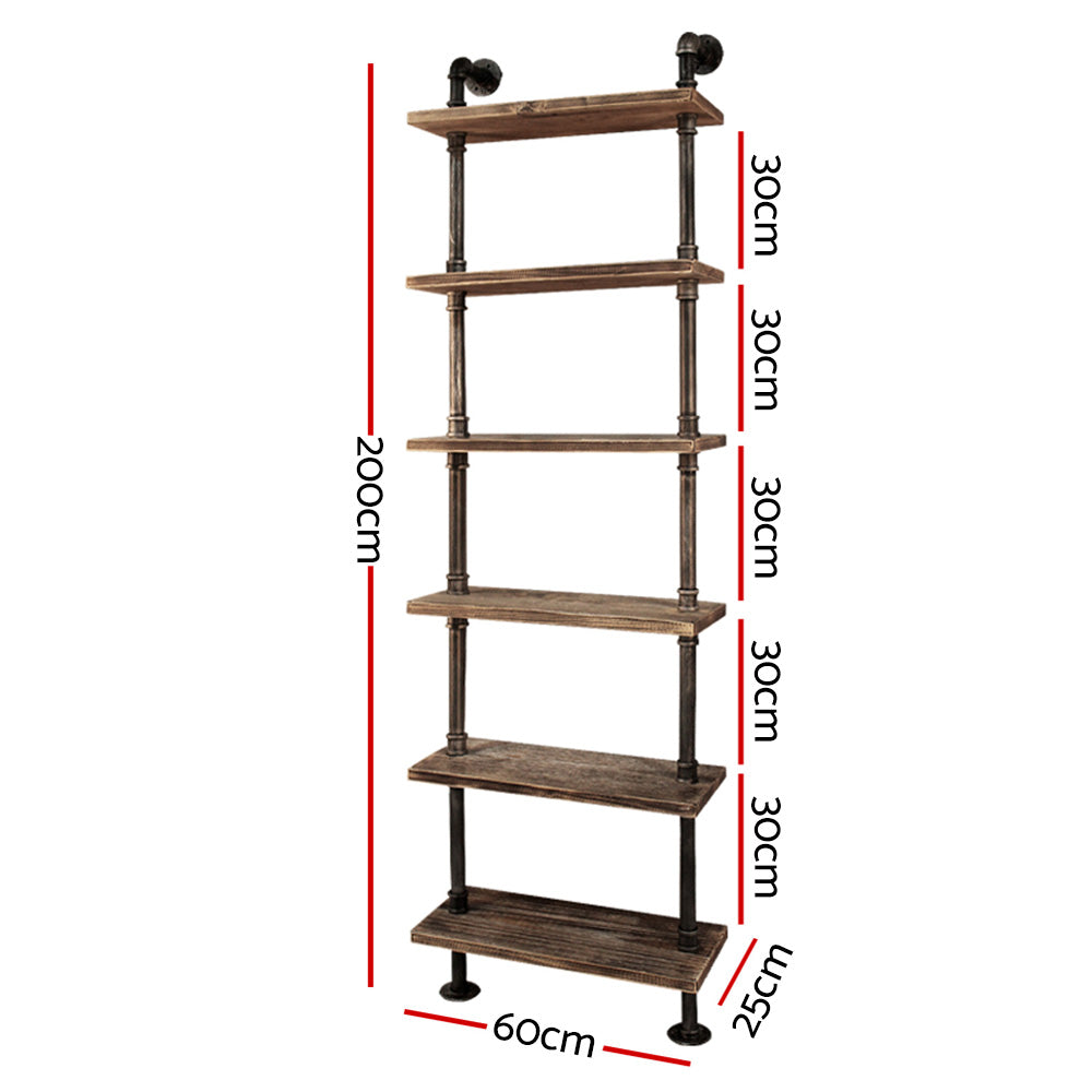 Artiss Floating DIY Pipe Shelf 6 Tiers - IDA-1