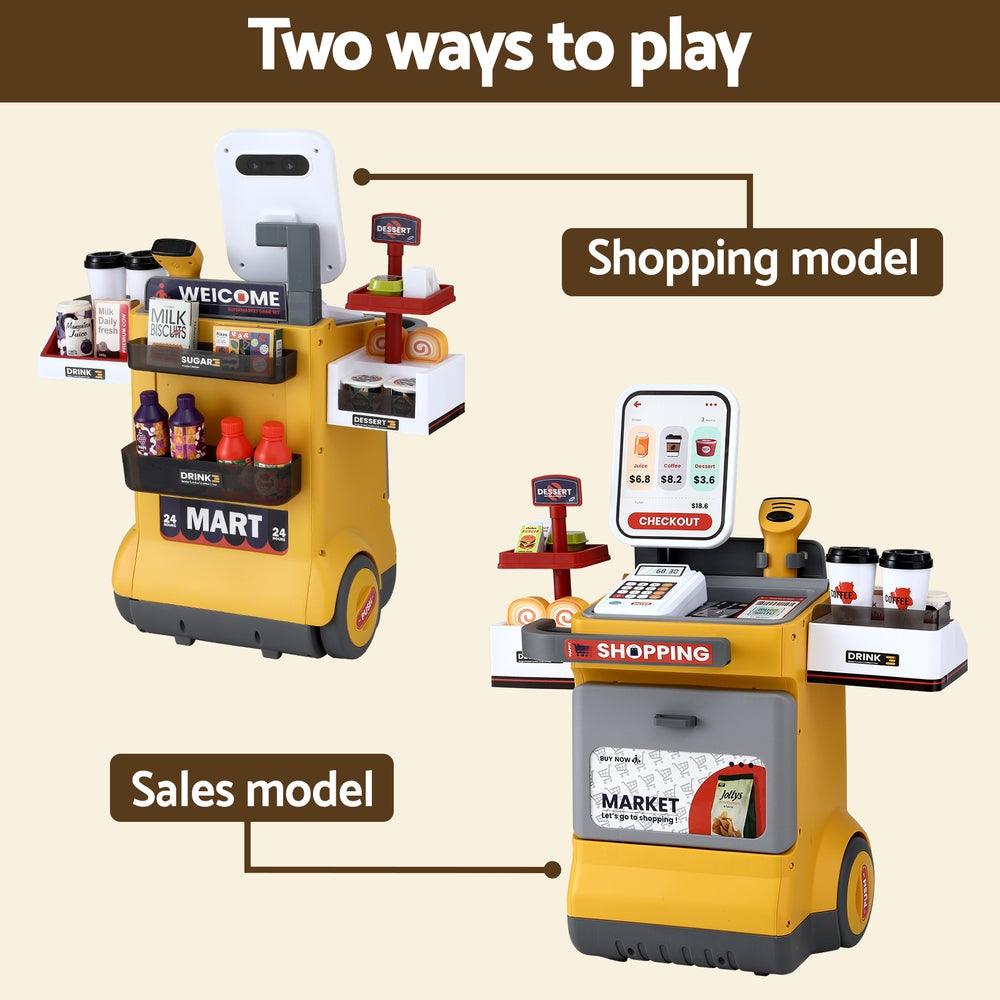 Keezi Kids Pretend Playset Supermarket Shopping Role Play Toy Cash Food 48PCS-4