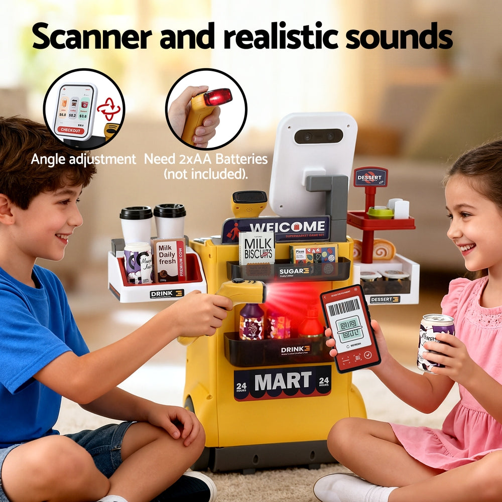 Keezi Kids Pretend Playset Supermarket Shopping Role Play Toy Cash Food 48PCS-5