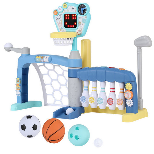 Keezi Kids Basketball Hoop Stand Bowling Baseball Golf Game Sports Toys Set Blue-0
