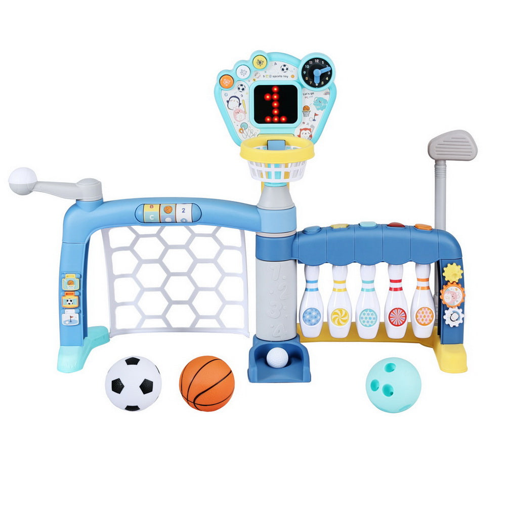 Keezi Kids Basketball Hoop Stand Bowling Baseball Golf Game Sports Toys Set Blue-2