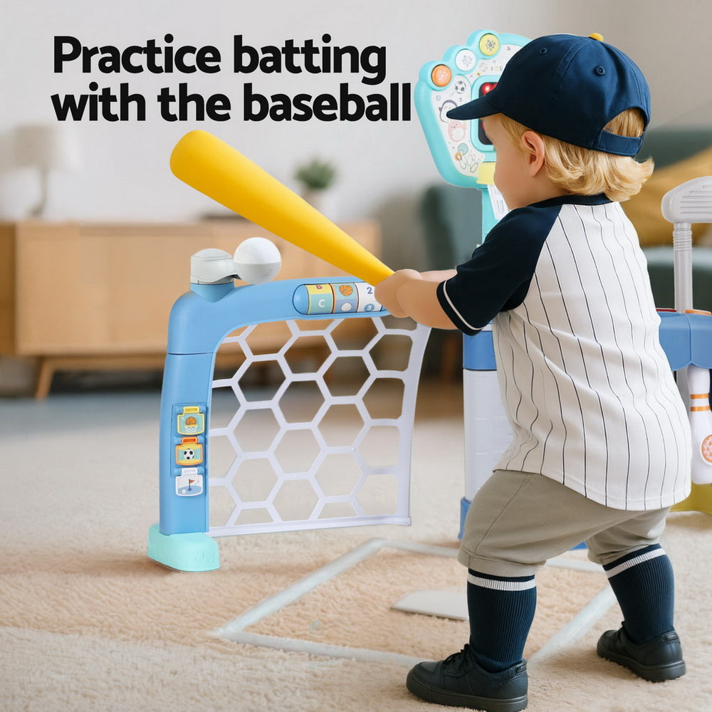 Keezi Kids Basketball Hoop Stand Bowling Baseball Golf Game Sports Toys Set Blue-5