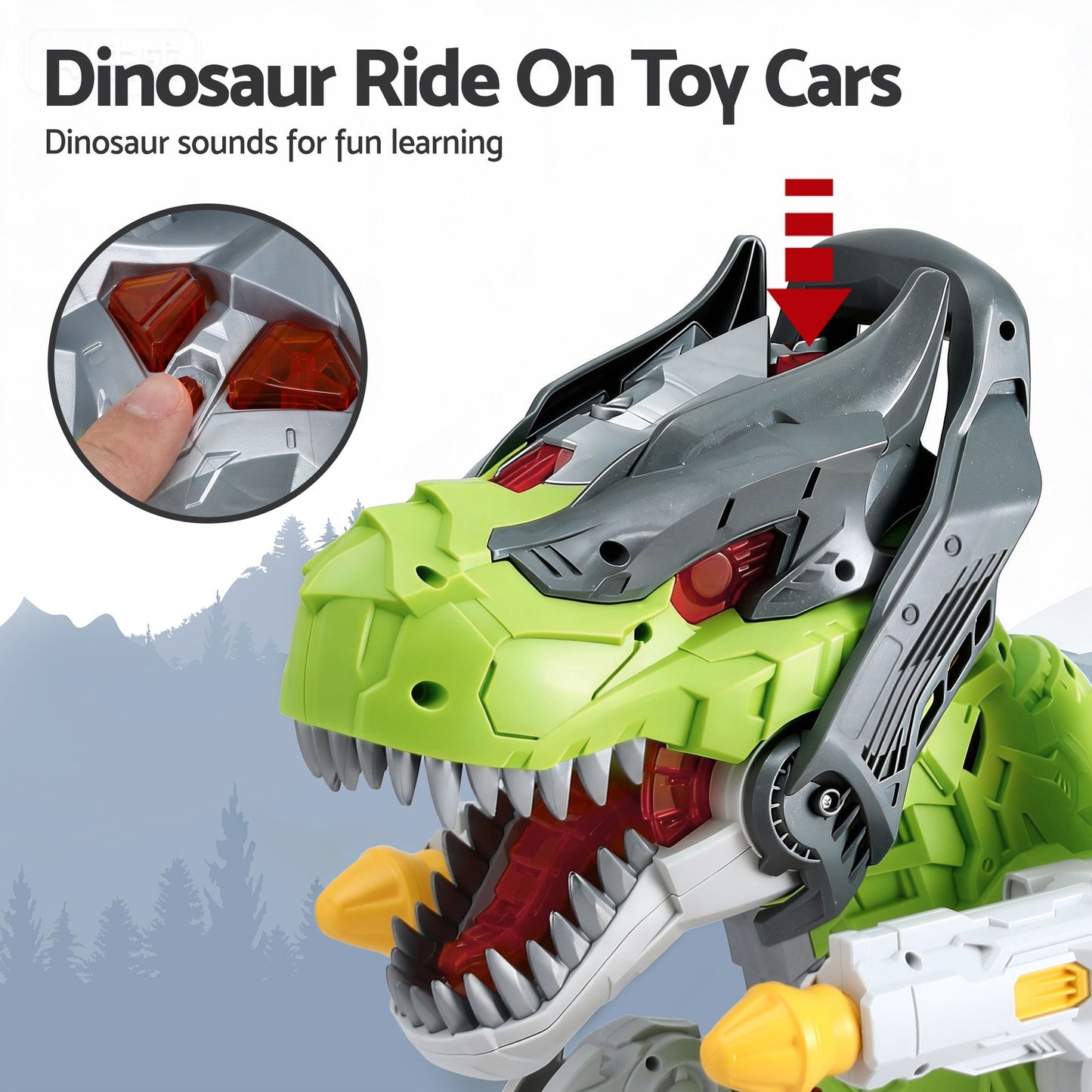 Keezi Kids Dinosaur Ride On Push Car Toy with Spray Function Indoor Outdoor Toys-3
