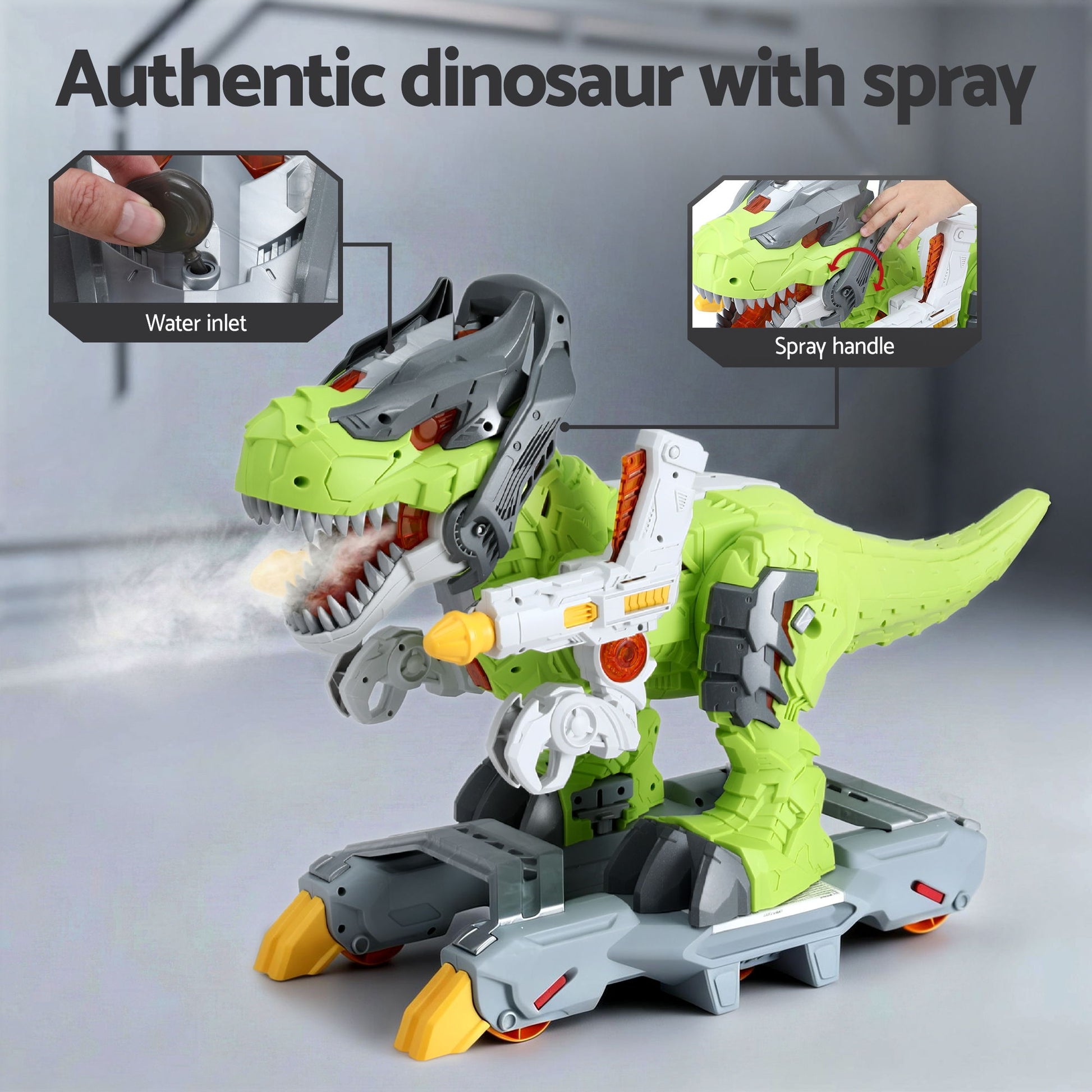 Keezi Kids Dinosaur Ride On Push Car Toy with Spray Function Indoor Outdoor Toys-4