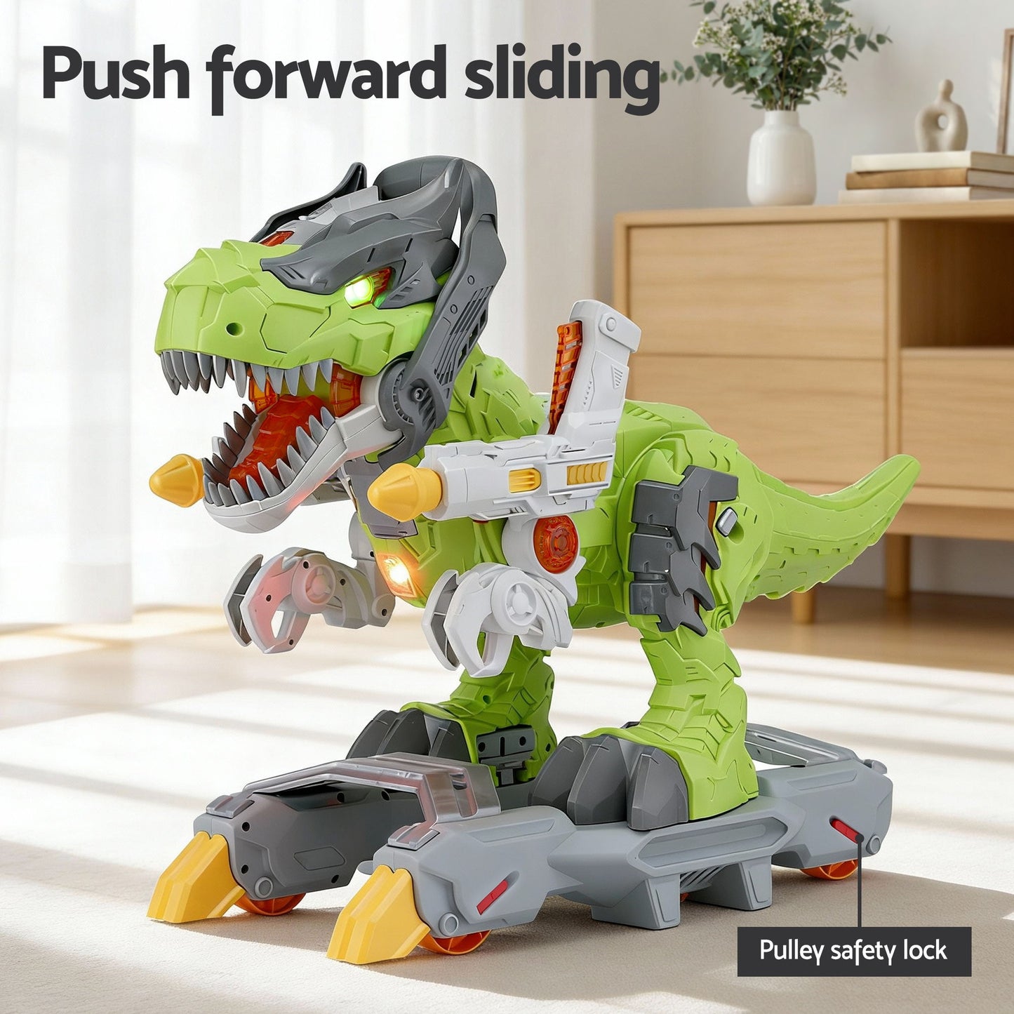 Keezi Kids Dinosaur Ride On Push Car Toy with Spray Function Indoor Outdoor Toys-5