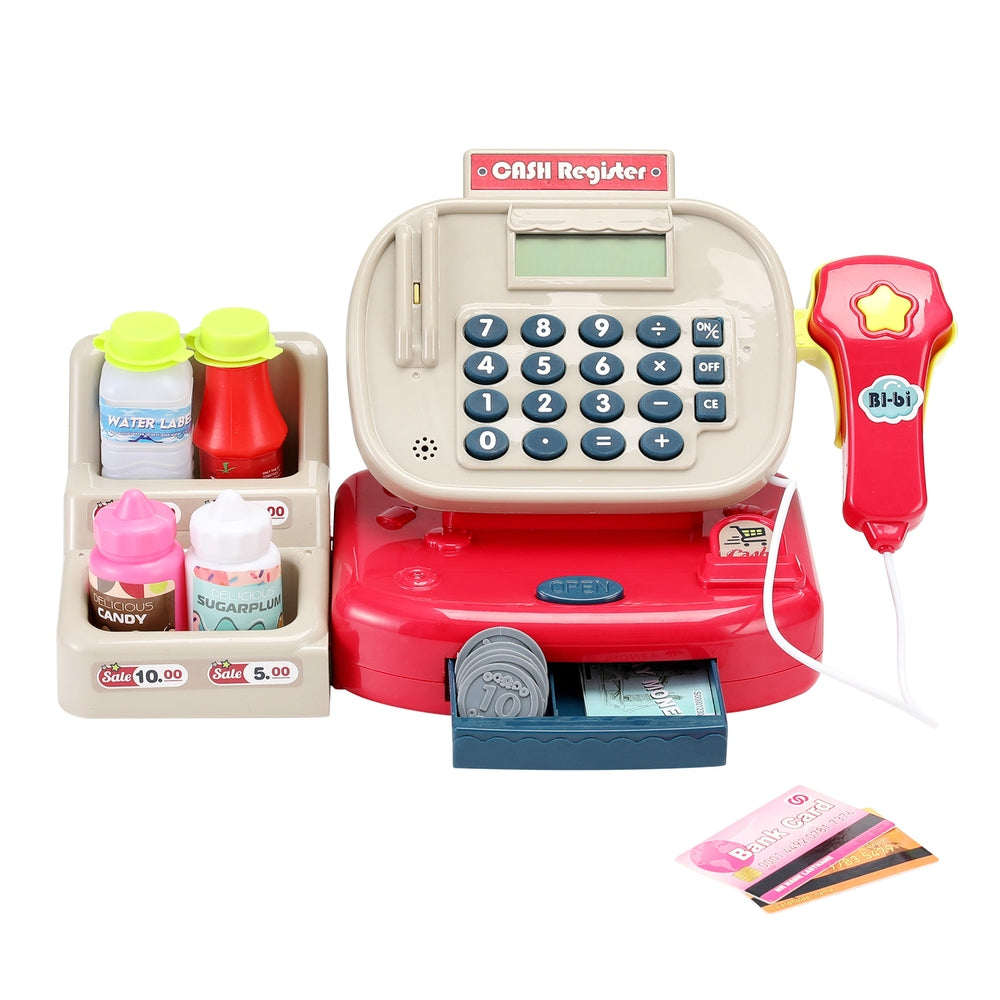 Keezi Kids Cash Register Calculator Pretend Play Shops Money Checkout Toys Set-2
