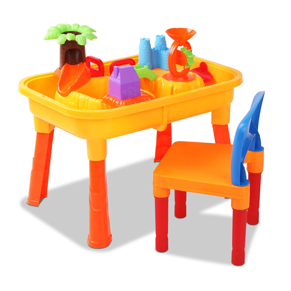 Keezi Kids Sandpit Pretend Play Set Sand Water Table Chair Outdoor Beach Toy-0