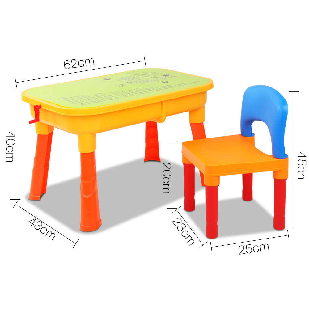 Keezi Kids Sandpit Pretend Play Set Sand Water Table Chair Outdoor Beach Toy-1