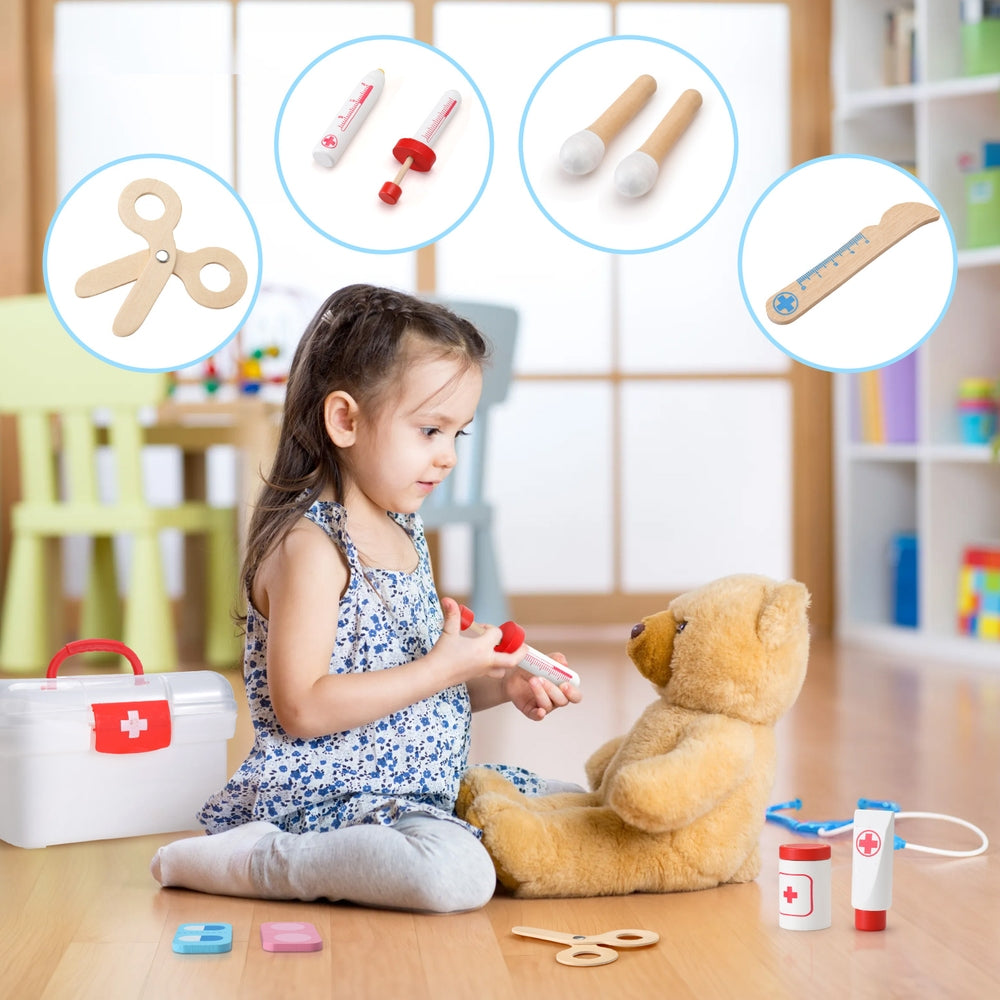 Keezi Kids Doctor Nurse Medical Case Pretend Play Set Stethoscope Medicine Toys-5