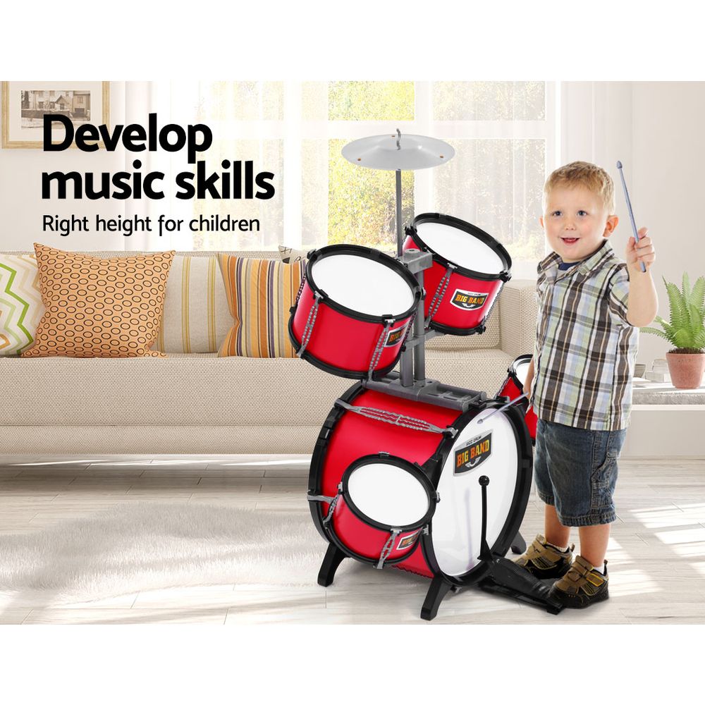 Keezi Kids 7 Drum Set Junior Drums Kit Musical Play Toys Childrens Mini Big Band-4