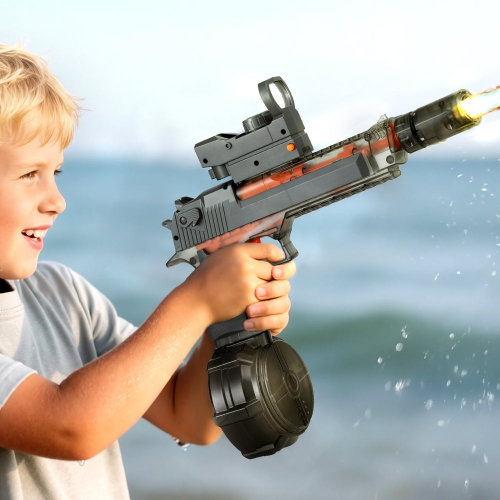 Keezi Kids Adult Electric Water Gun 500ml Water Tank Light Squirt Guns Toys Grey-0