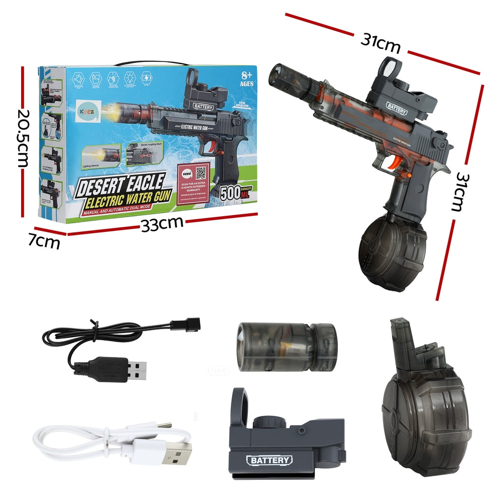 Keezi Kids Adult Electric Water Gun 500ml Water Tank Light Squirt Guns Toys Grey-2