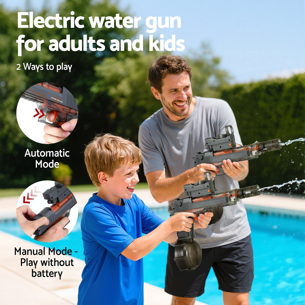 Keezi Kids Adult Electric Water Gun 500ml Water Tank Light Squirt Guns Toys Grey-5
