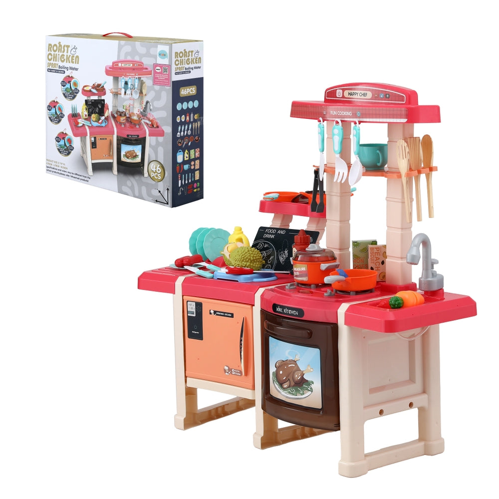 Keezi Kids Kitchen Pretend Play Set Cooking Sound Steam Light Function-3