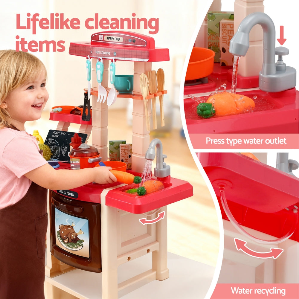 Keezi Kids Kitchen Pretend Play Set Cooking Sound Steam Light Function-6