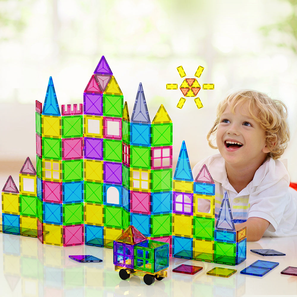 Keezi 100pcs Kids Magnetic Tiles Blocks Building Educational Toys Children Gift-5