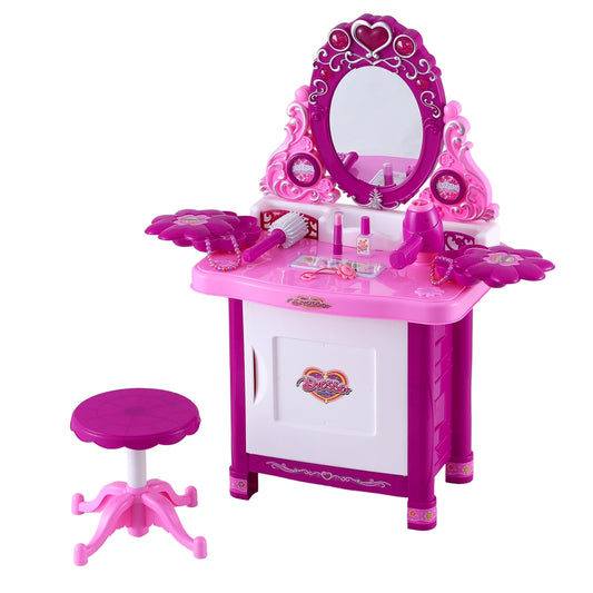 Keezi Kids Pretend Makeup Play Set Dressing Table Chair Girls Toys Children-0