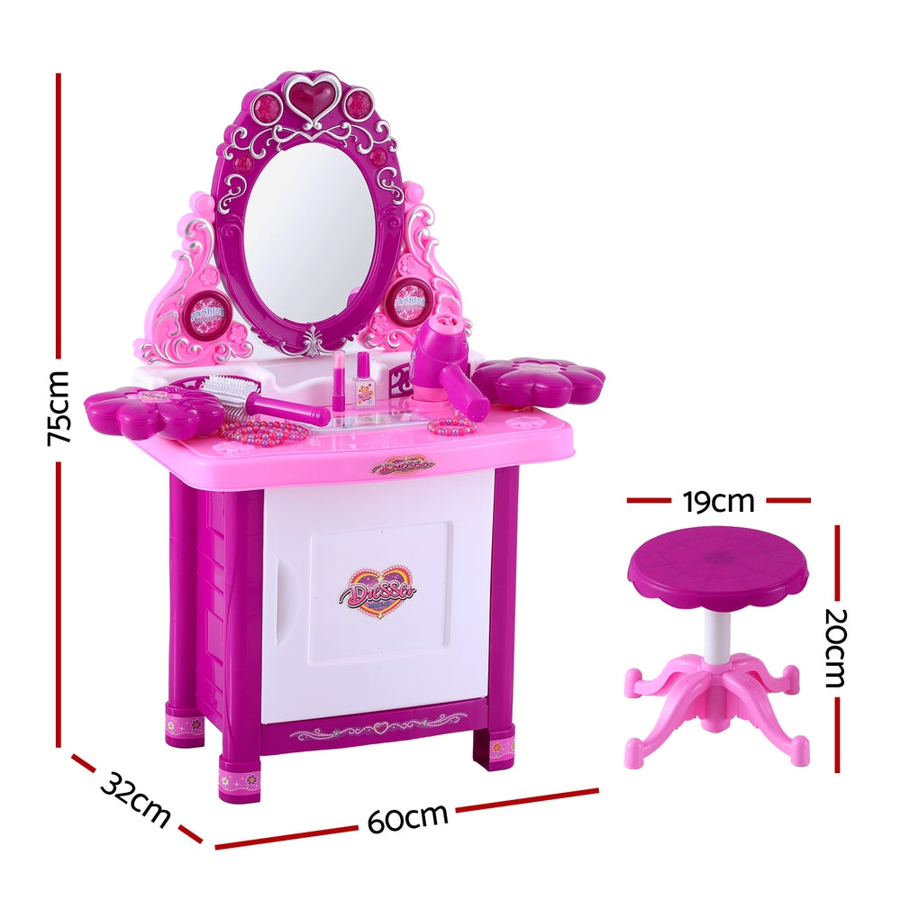 Keezi Kids Pretend Makeup Play Set Dressing Table Chair Girls Toys Children-1