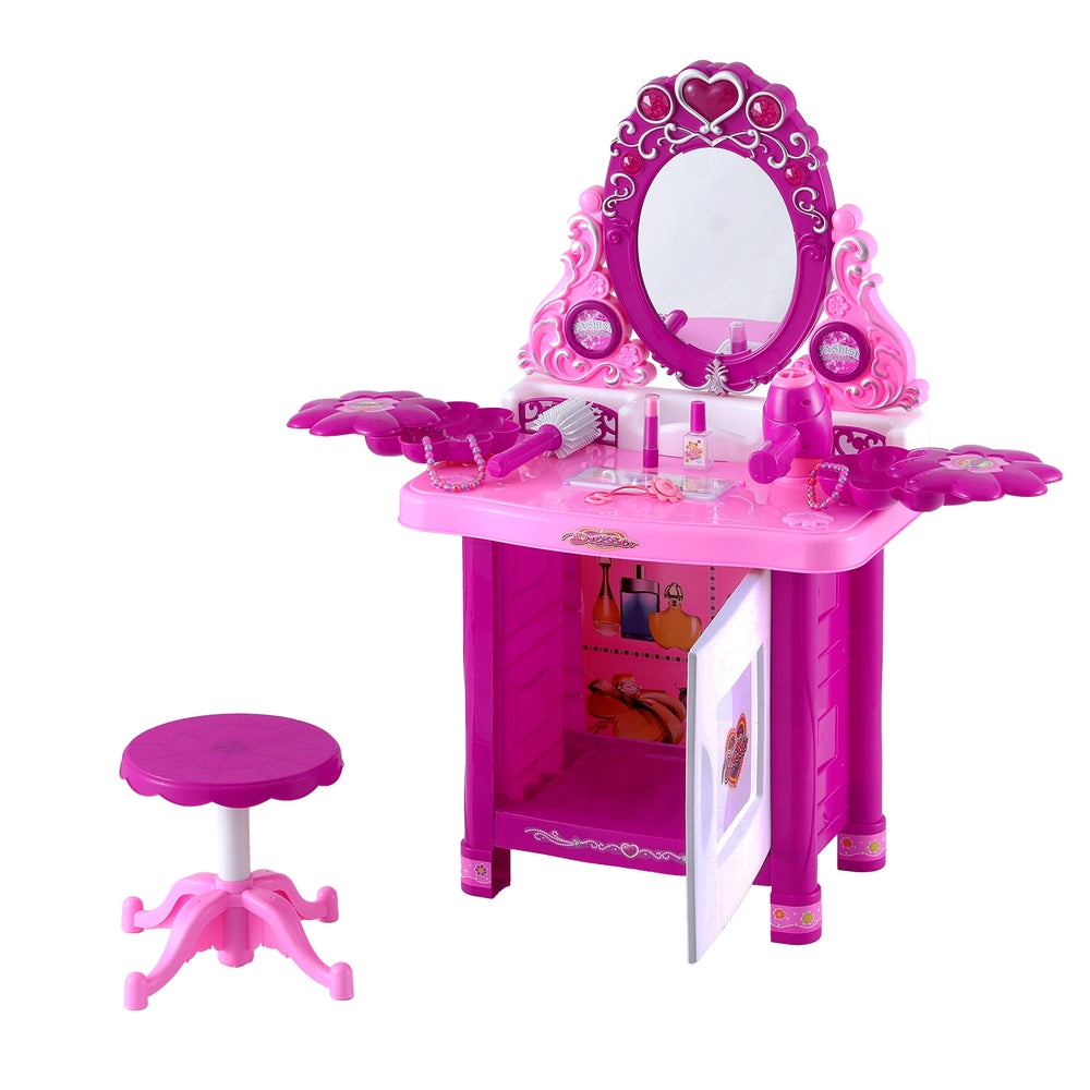 Keezi Kids Pretend Makeup Play Set Dressing Table Chair Girls Toys Children-2