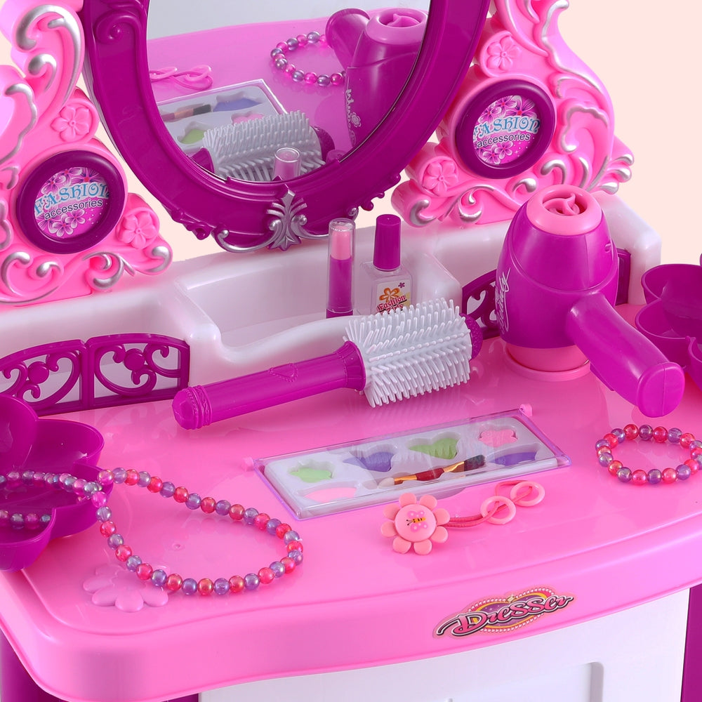 Keezi Kids Pretend Makeup Play Set Dressing Table Chair Girls Toys Children-5