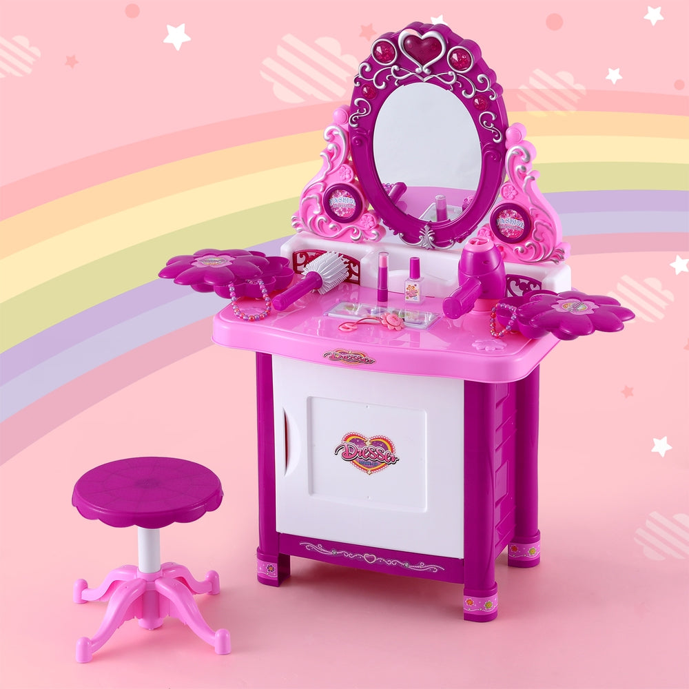 Keezi Kids Pretend Makeup Play Set Dressing Table Chair Girls Toys Children-7