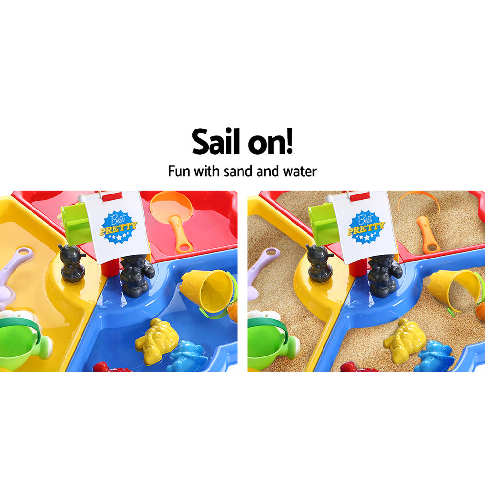 Keezi Kids Sandpit Pretend Play Set Outdoor Sand Water Table Beach Toy-3