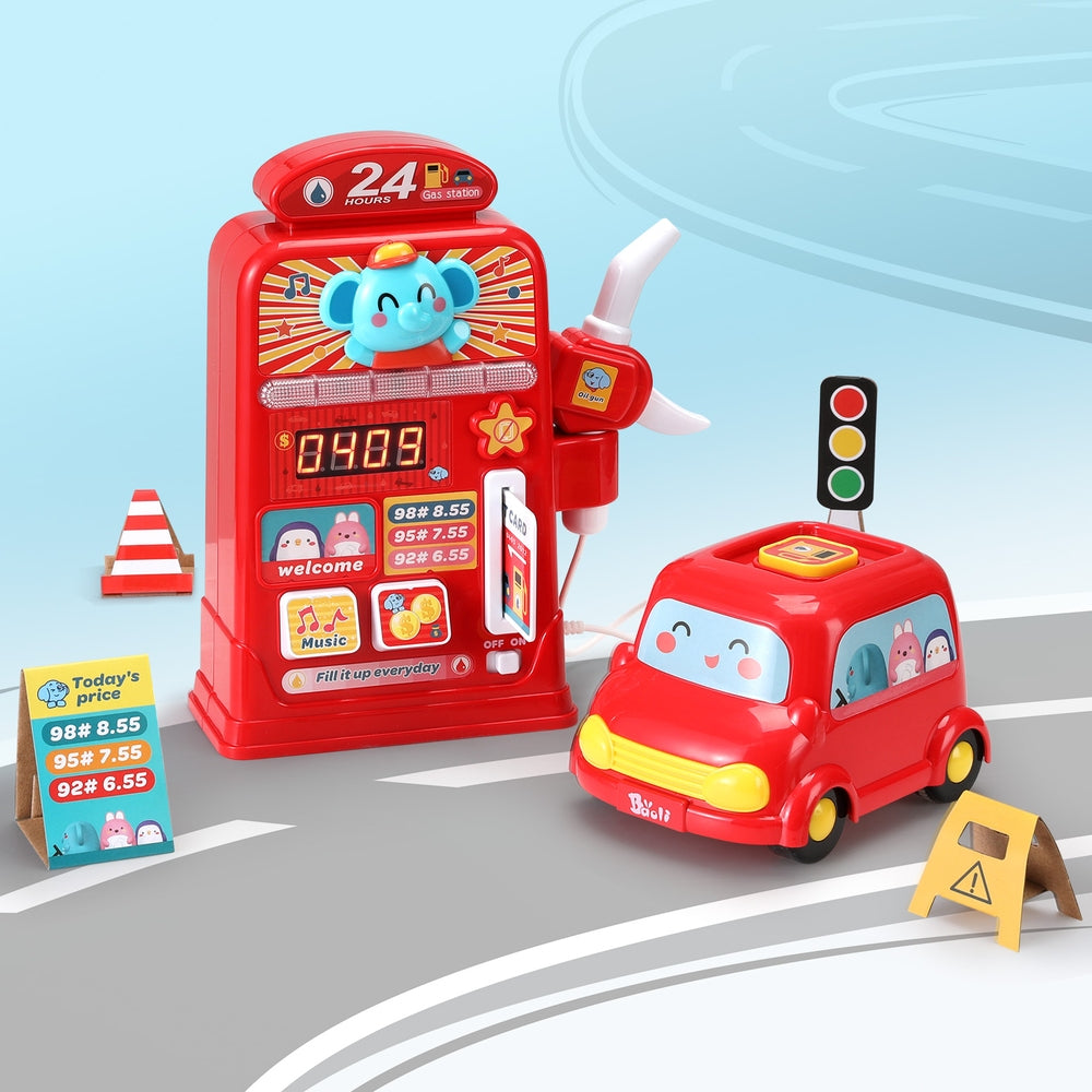 Keezi Kids Gas Petrol Station Pumper Pretend Play Toys Car Music Card Playset-4