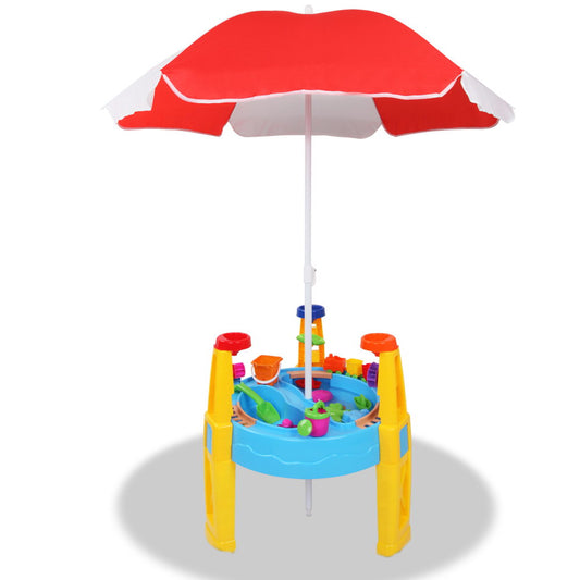 Keezi Kids Sandpit Pretend Play Set Water Sand Table Children Outdoor Toy Umbrella-0