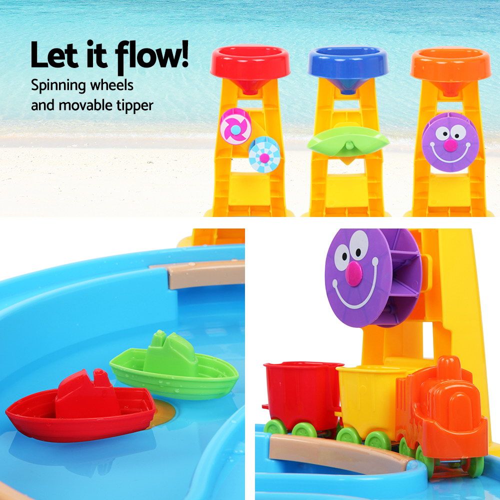 Keezi Kids Sandpit Pretend Play Set Water Sand Table Children Outdoor Toy Umbrella-5