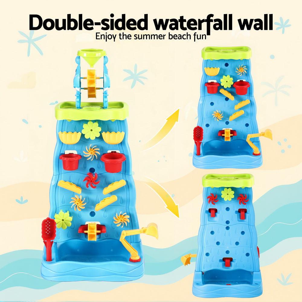 Keezi Kids Sand and Water Table Waterfall Wall Sandpit Toys Beach Shovel-3