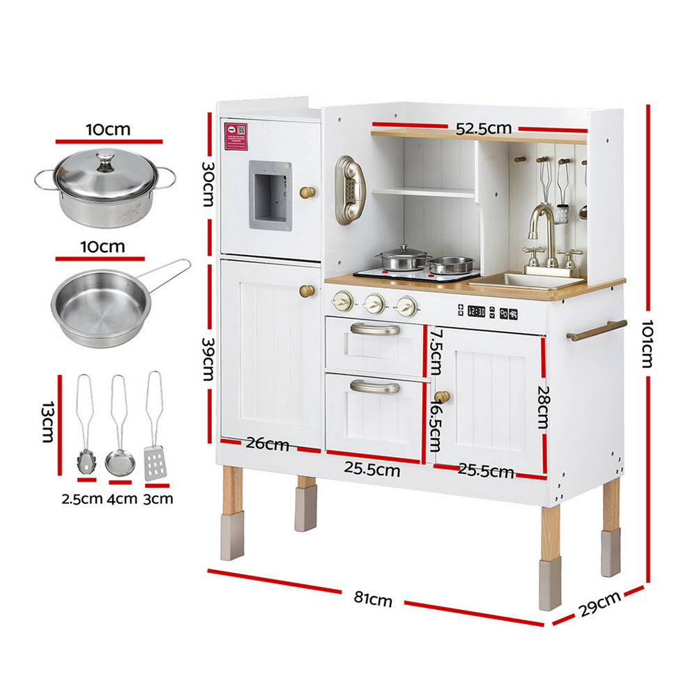 Keezi Kids Kitchen Play Set Wooden Pretend Toys Cooking Children Storage Golden-2