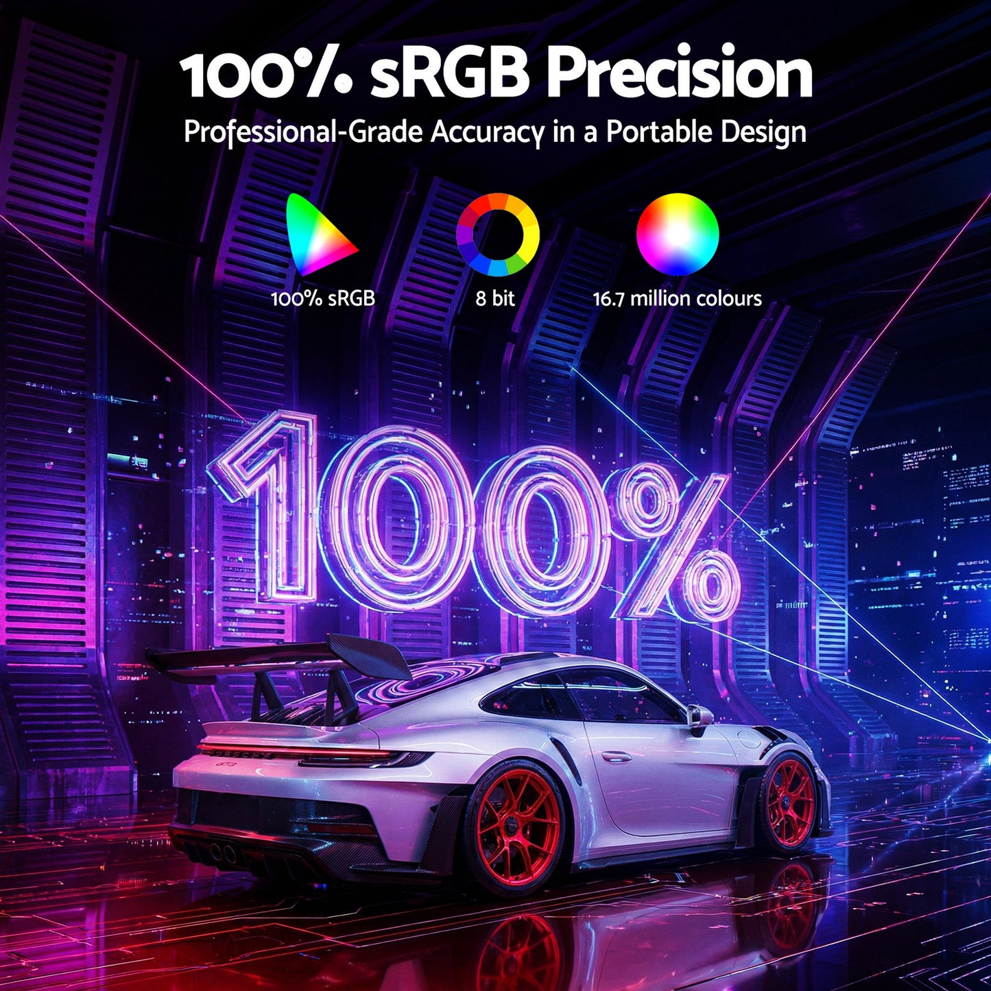 Devanti Portable Monitor Laptop Extender USB C Travel Display 16 Inch Black