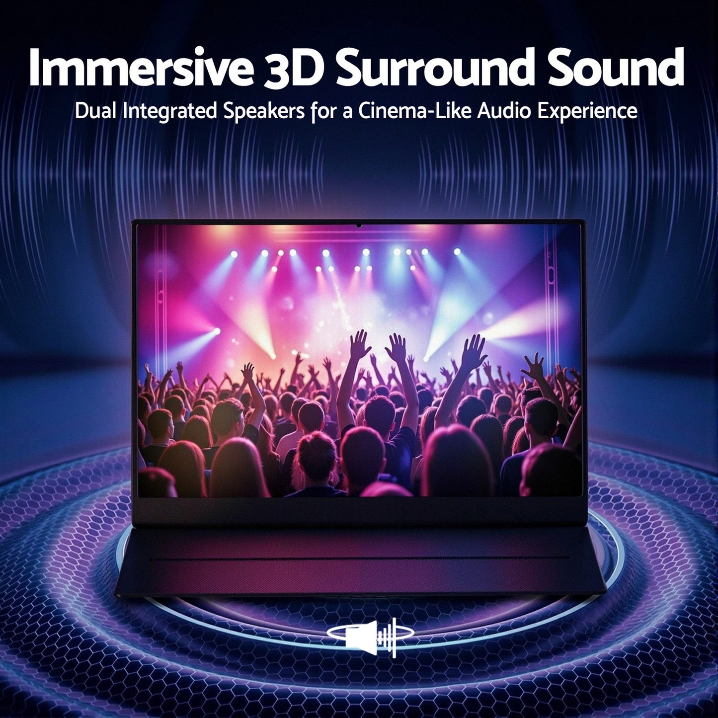 Devanti Portable Monitor Laptop Extender USB C Travel Display 16 Inch Black