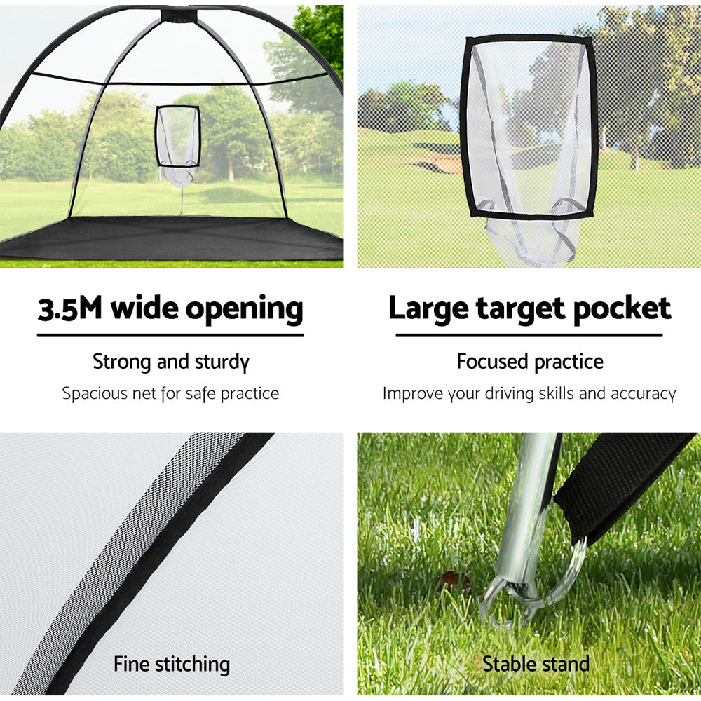 Everfit 3.5m Golf Practice Net Portable Training Aid Driving Target Tent Black-6