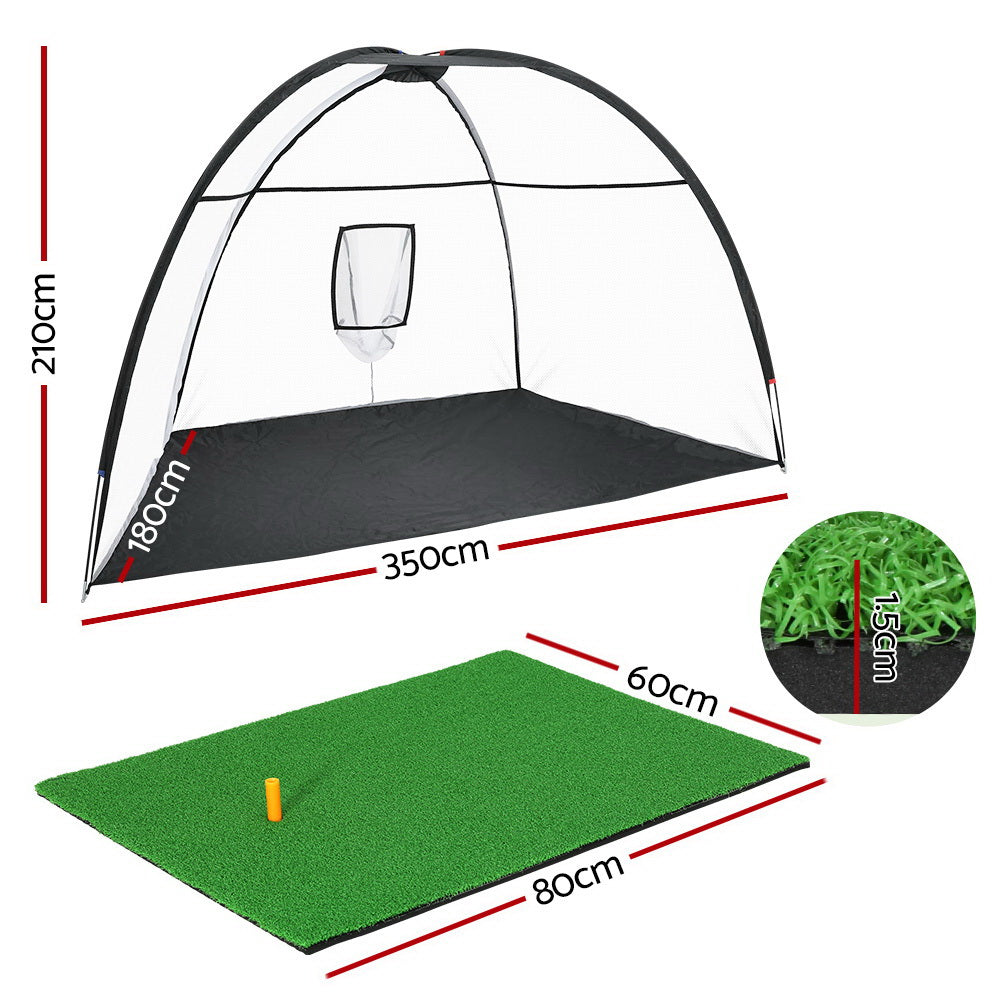 Everfit 3.5m Golf Practice Net with Driving Mat Training Aid Target Hitting-1