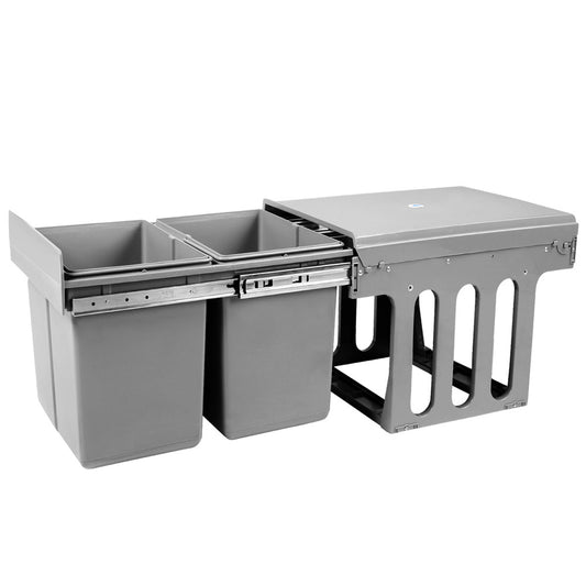 Cefito Pull Out Bin Kitchen Double Basket 2X15L Grey-0