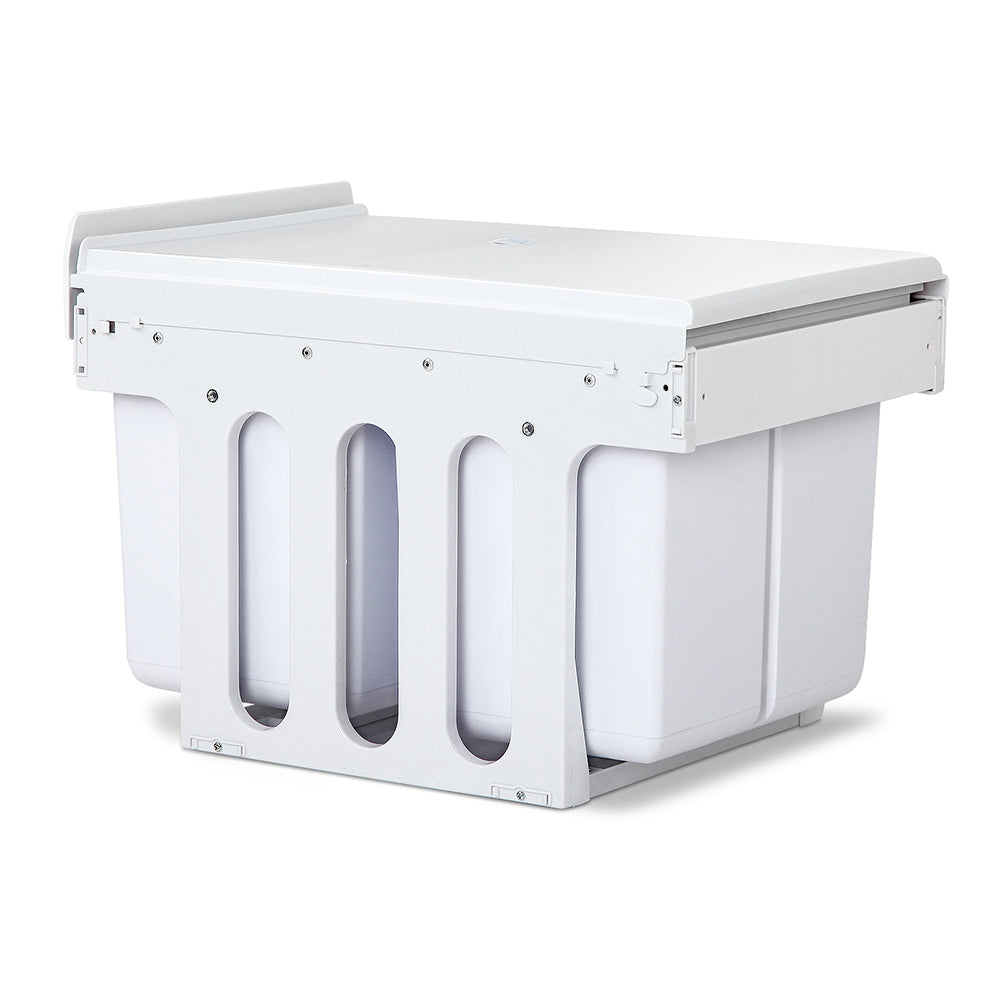 Cefito Pull Out Bin Kitchen Double Basket 2X15L White-2