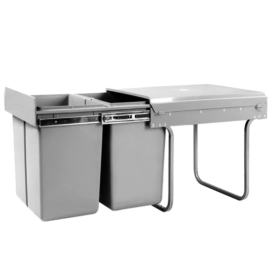 Cefito Pull Out Bin Kitchen Double Basket 2X20L Grey-0