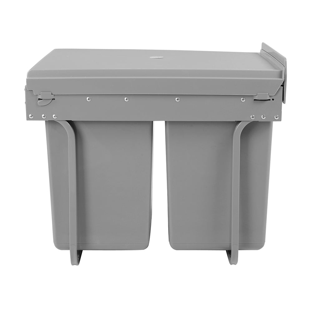 Cefito Pull Out Bin Kitchen Double Basket 2X20L Grey-2