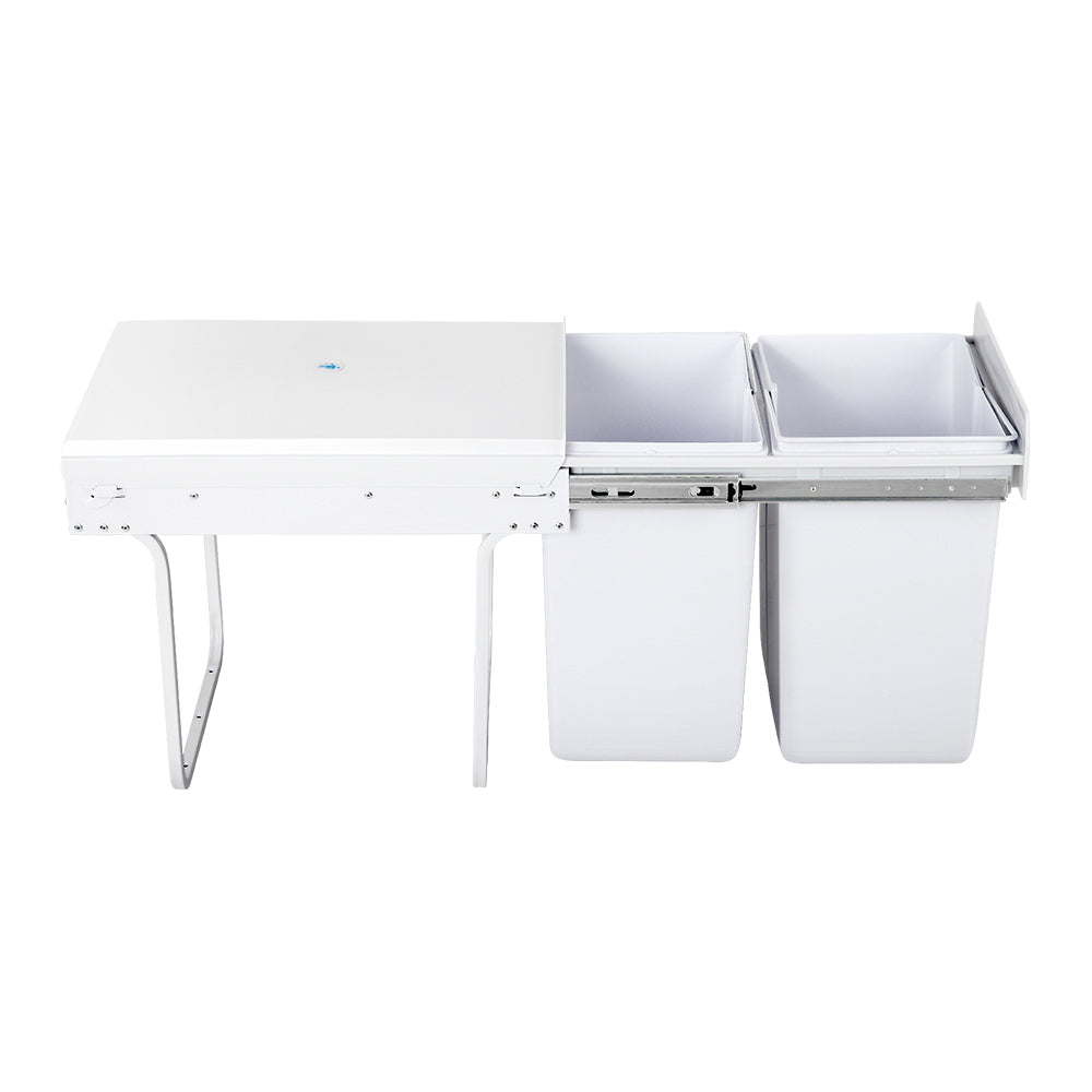 Cefito Pull Out Bin Kitchen Double Basket 2X20L White-2