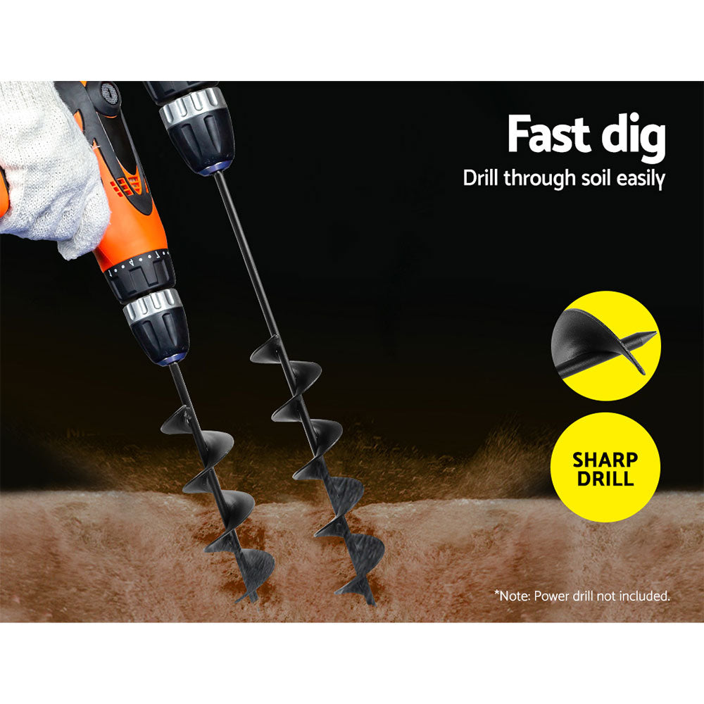 Giantz Power Garden Spiral Auger Hole Digger Earth Drill Bit Φ75x300 & 600mm-2