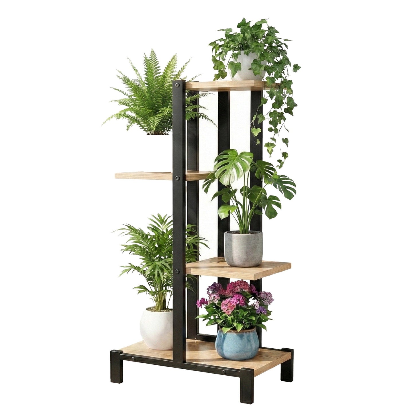 Artiss 4 Tiers Plant Stand Metal Flower Pots Shelf Indoor Outdoor Garden Home-1