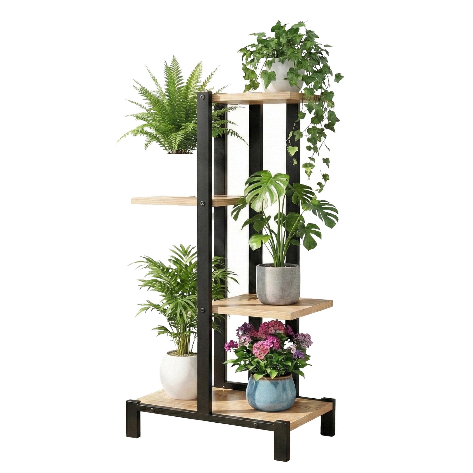 Artiss 4 Tiers Plant Stand Metal Flower Pots Shelf Indoor Outdoor Garden Home-1